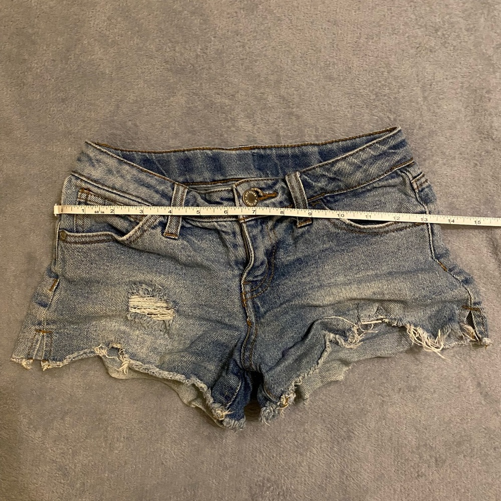 Low Rise Distressed Jean Shorts